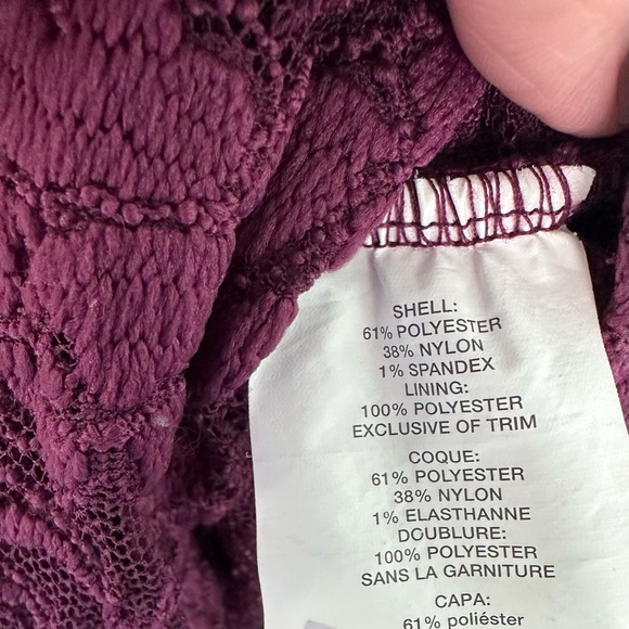 Jessica Simpson Maternity Lg Purple Lace Side Ruch Scoop Neck Built In Cami - Picture 11 of 12